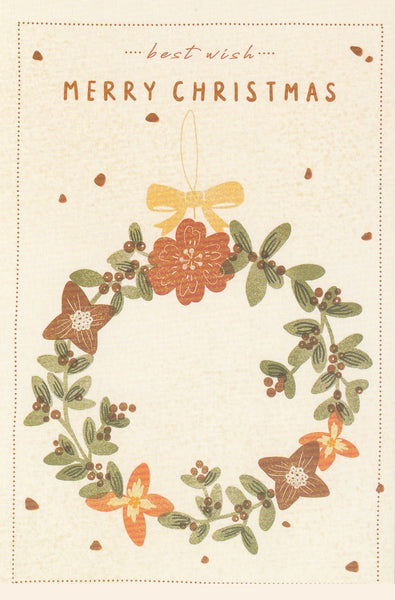 Christmas Wishes Postcard CW11 - Christmas Wreath