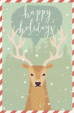 Christmas Animals Postcard - Happy Holidays Reindeer