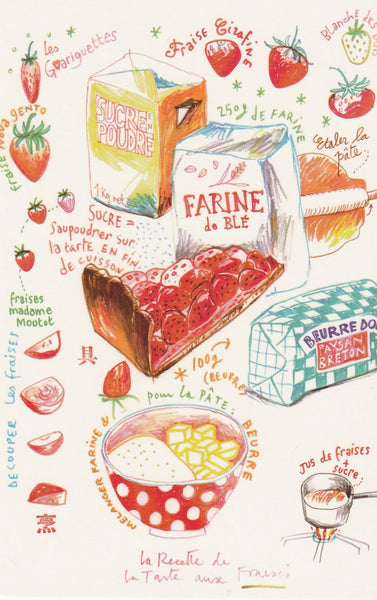 Food Recipe Postcard - Strawberry Tart