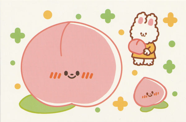 Happiness Animals Postcard - Bunny Rabbit Peach