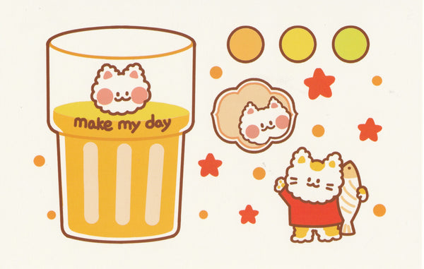 Happiness Animals Postcard - Kitty Cat Orange Juice