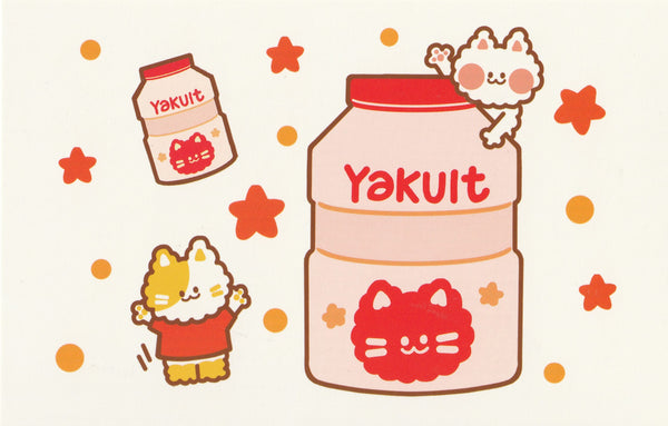 Happiness Animals Postcard - Kitty Cat Yakult