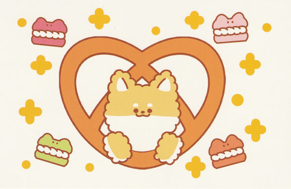 Happiness Animals Postcard - Fox Pretzel