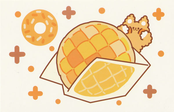 Happiness Animals Postcard - Fox Melon Pan Bread