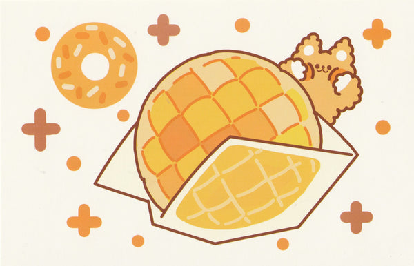 Happiness Animals Postcard - Fox Melon Pan Bread