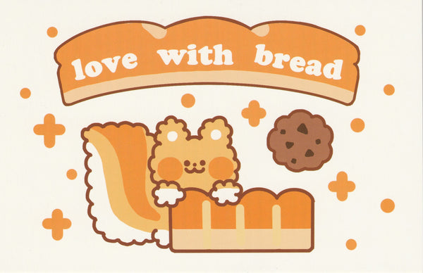 Happiness Animals Postcard - Fox Love with Bread