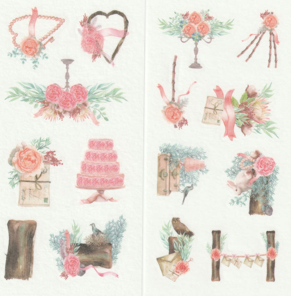 [FREE with US$10 purchase!] Floral Series - Wedding Garden Party Stickers Set A
