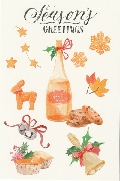Seasons Greetings Postcard - Christmas Champange