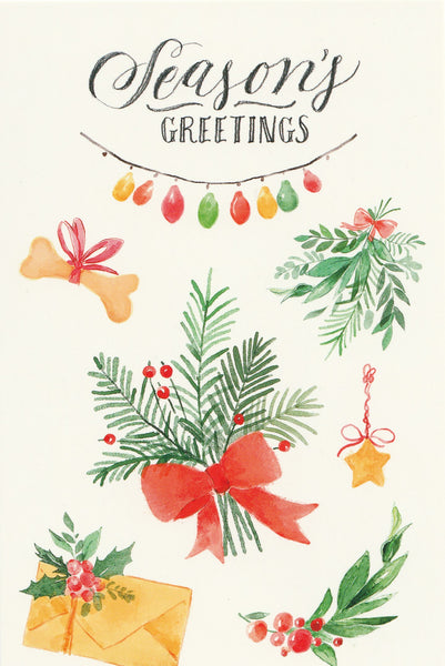 Seasons Greetings Postcard - Christmas Ferns