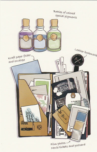 Stationery Illustration Postcard - Travel Journel