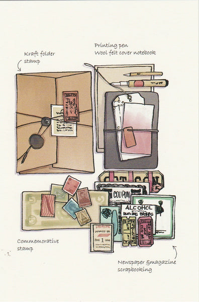 Stationery Illustration Postcard - Kraft Folder Stamps & Scrapbooking