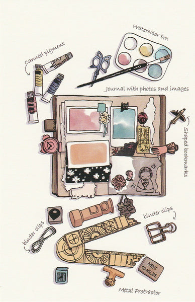 Stationery Illustration Postcard - Journal with photos & images