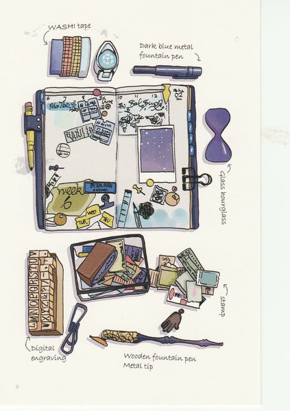 Stationery Illustration Postcard - Washi Tape & Scrap booking