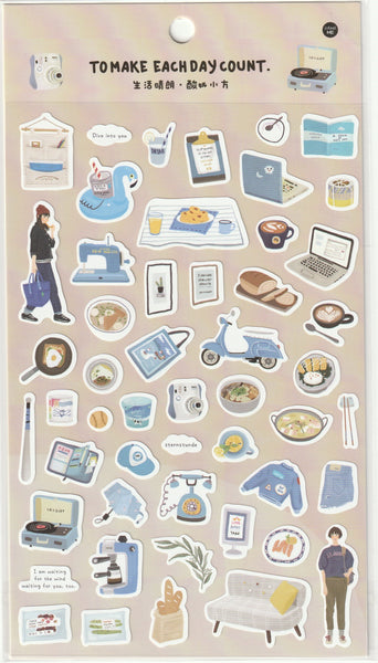 Make Each Day Count Sticker Set (Blue) – Happypostcrossingshop