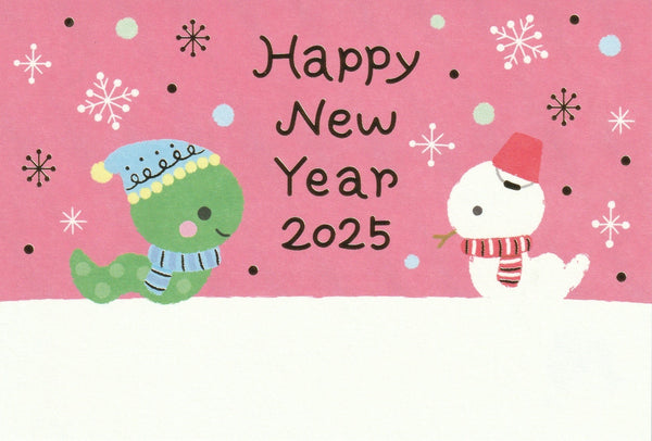Japan Sanrio - Happy New Year 2025 Year of the Snake Postcard with Snowman