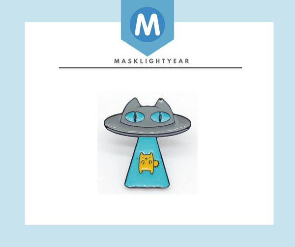 Enamel Pin: Alien abducting cat