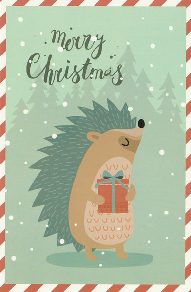 Christmas Animals Postcard - Hedgehog