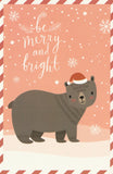 Christmas Animals Postcard - Bear Brown