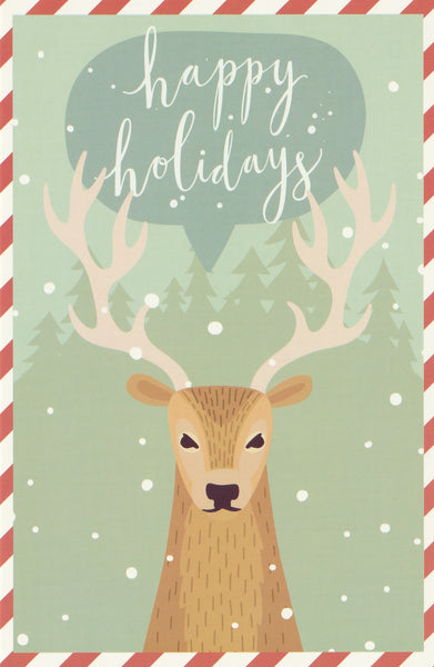 Christmas Animals Postcard - Happy Holidays Reindeer