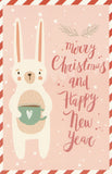 Christmas Animals Postcard - Bunny Rabbit Coffee