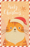 Christmas Animals Postcard - Cat Orange