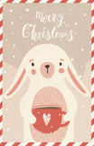 Christmas Animals Postcard - Bunny Rabbit Hot Chocolate