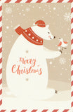 Christmas Animals Postcard - Polar Bear with Red Sweater