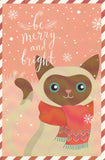 Christmas Animals Postcard - Cat Brown