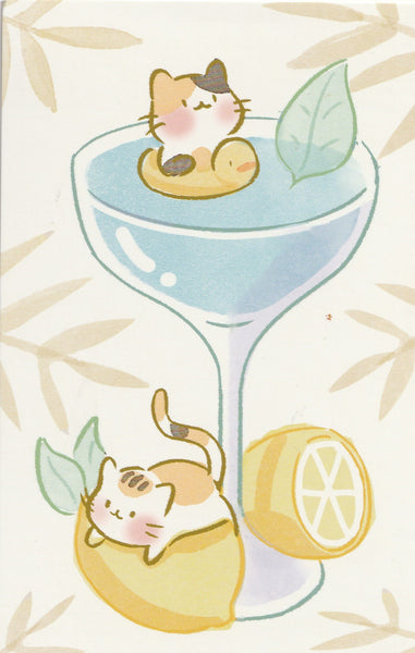 Animal ❤ Snacks Series Postcard - Kitty Cat Lemonade