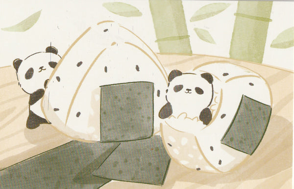 Animal ❤ Snacks Series Postcard - Panda Onigiri