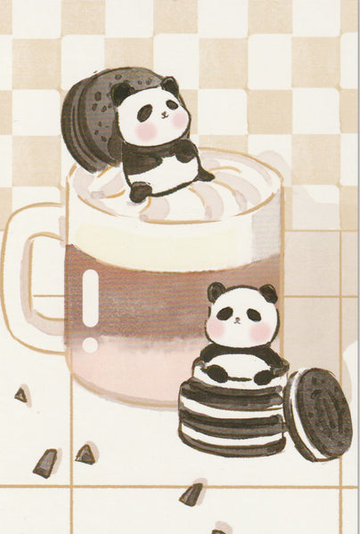 Animal ❤ Snacks Series Postcard - Panda Oreo Milkshake