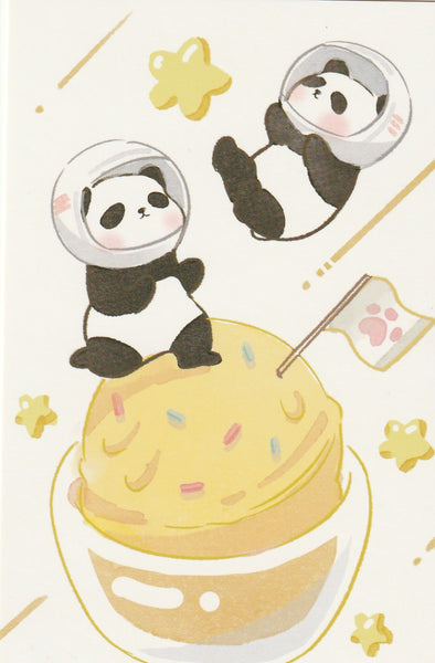 Animal ❤ Snacks Series Postcard - Panda Ice Cream
