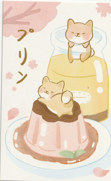 Animal ❤ Snacks Series Postcard - Shiba Inu Dog Pudding