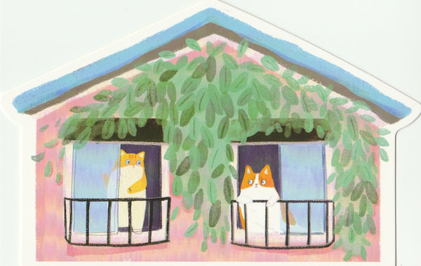 Kitty Cats in the Backyard - Cartoon Postcard (BC24)