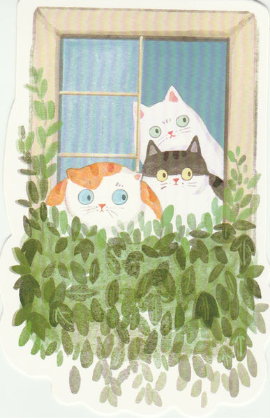 Kitty Cats in the Backyard - Cartoon Postcard (BC04)