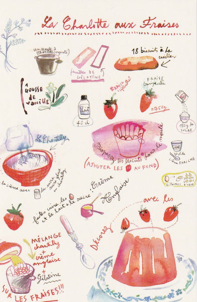 Food Recipe Postcard - La Charlotte aux Fraises