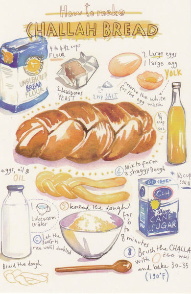 Food Recipe Postcard - Hallah Bread