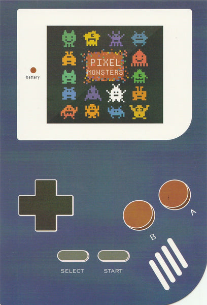 Gameboy Console Postcard - Pixel Monsters