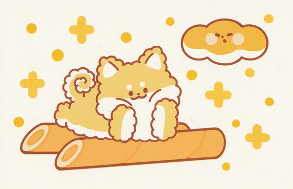 Happiness Animals Postcard - Fox Biscuit Roll