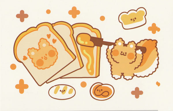 Happiness Animals Postcard - Fox Bread