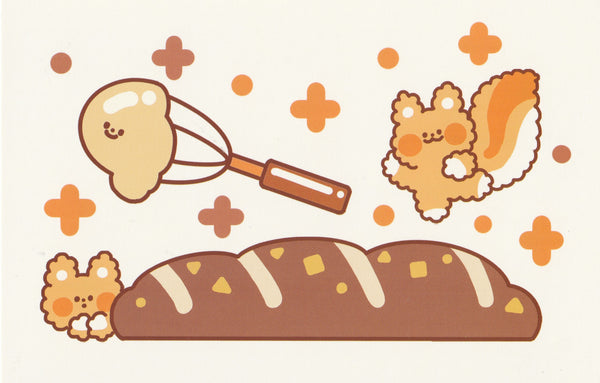 Happiness Animals Postcard - Fox Baking Bread