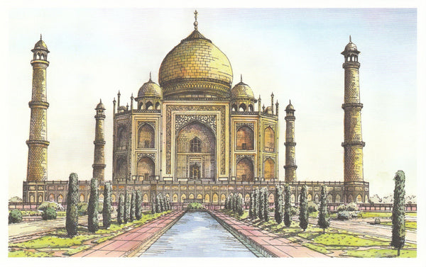 World Landmarks Postcard - India Taj Mahal