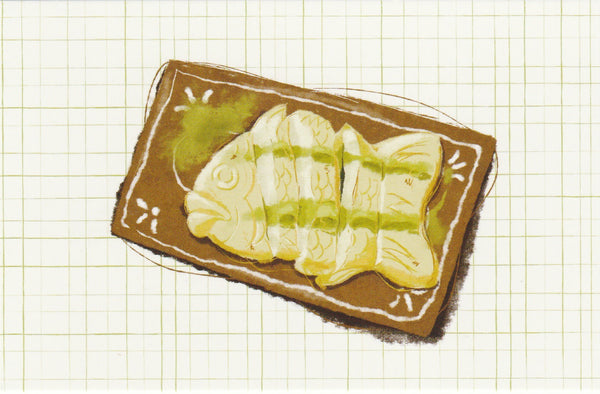 Matcha Green Tea Postcard - CL09 (Taiyaki Pancake)
