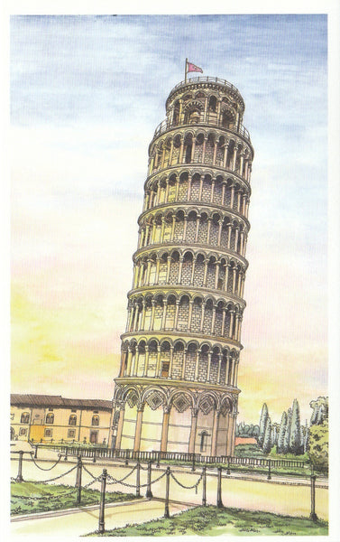 World Landmarks Postcard Italy Leaning Tower of Pisa