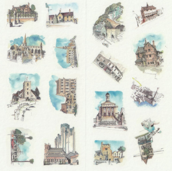 [FREE with US$10 purchase!] Architectural Buildings Sticker Set B