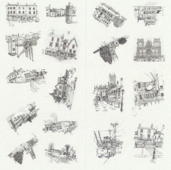 [FREE with US$10 purchase!] Architectural Buildings Sticker Set C