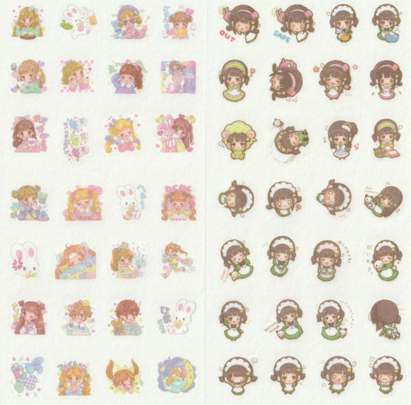 [FREE with US$10 purchase!] Kawaii Chibi Girls Sticker Set B