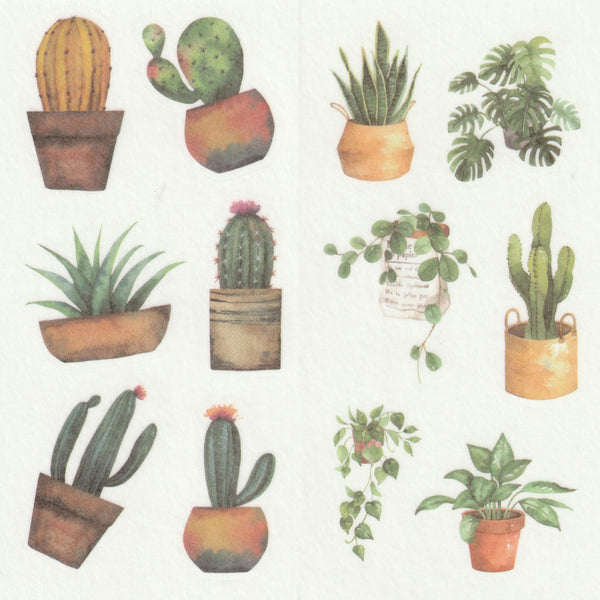 [FREE with US$10 purchase!] Floral Series - Potted Plants Stickers Set C
