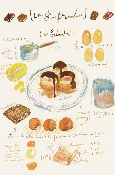Food Recipe Postcard - Chocolate Profiteroles