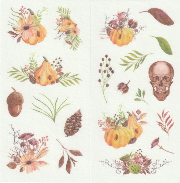 [FREE with US$10 purchase!] Floral Series - Skulls - Sticker Set C